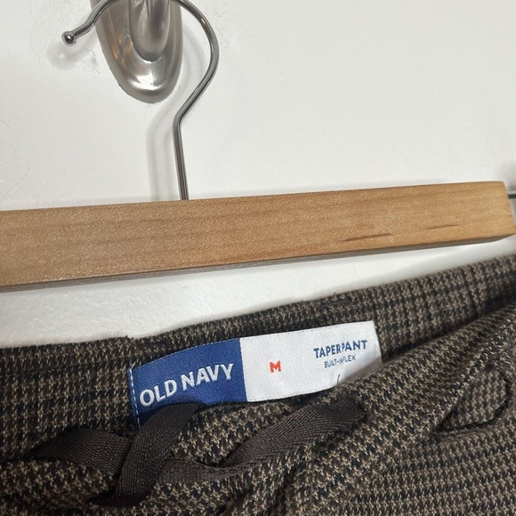 Old Navy Houndstooth Pleated Pull On Taper Pants Brown Women’s Size M Academia - Picture 4 of 8